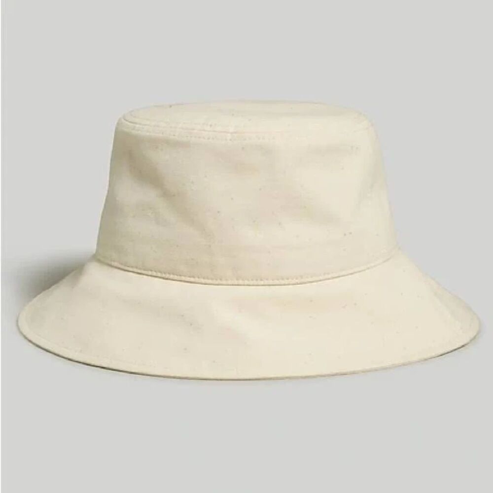 MADEWELL Women Long Brim Bucket Hat Antique Cream 100% Cotton Summer Cap